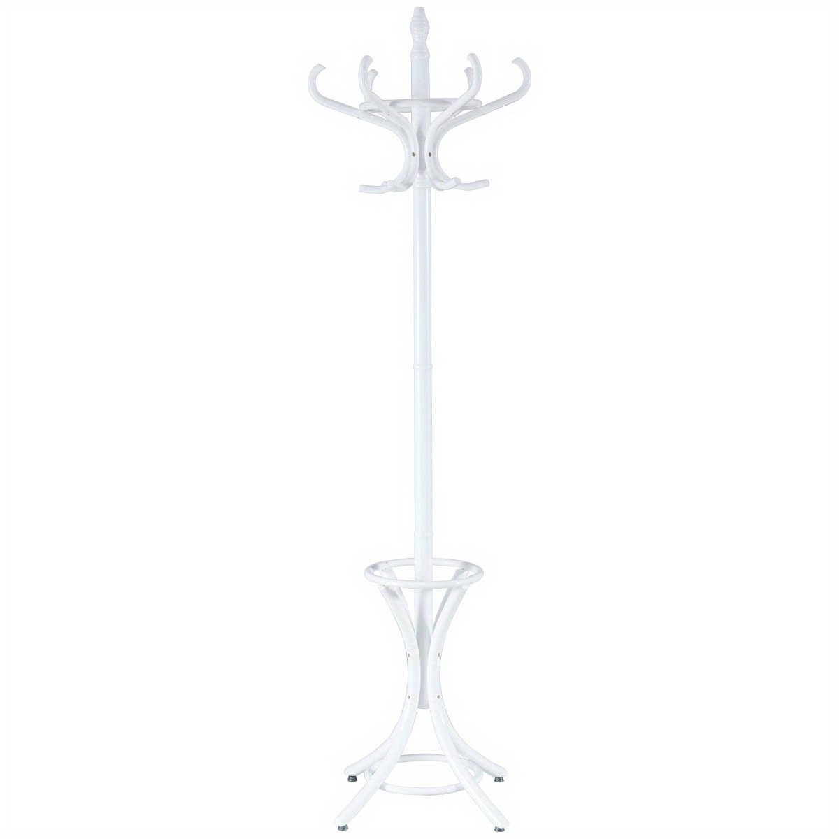 Image of 184cm Coat Rack With Umbrella Stand ⁴ 12 Clothes Hook Clothes Rack Wood For Hallway Living Room ⁴ Bedroom White