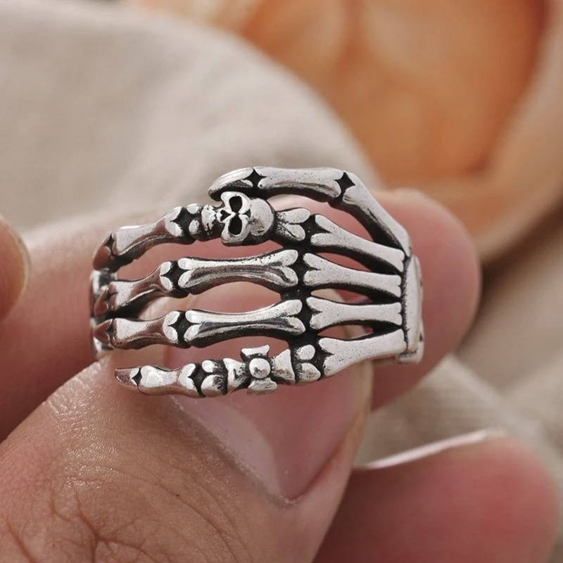 

Adjustable Hollow Skeleton Hand Ring, Punk Style Alloy Metal Claw, Unisex Personalized Jewelry Accessory, Age 15+ – No Mosaic, Non-plated