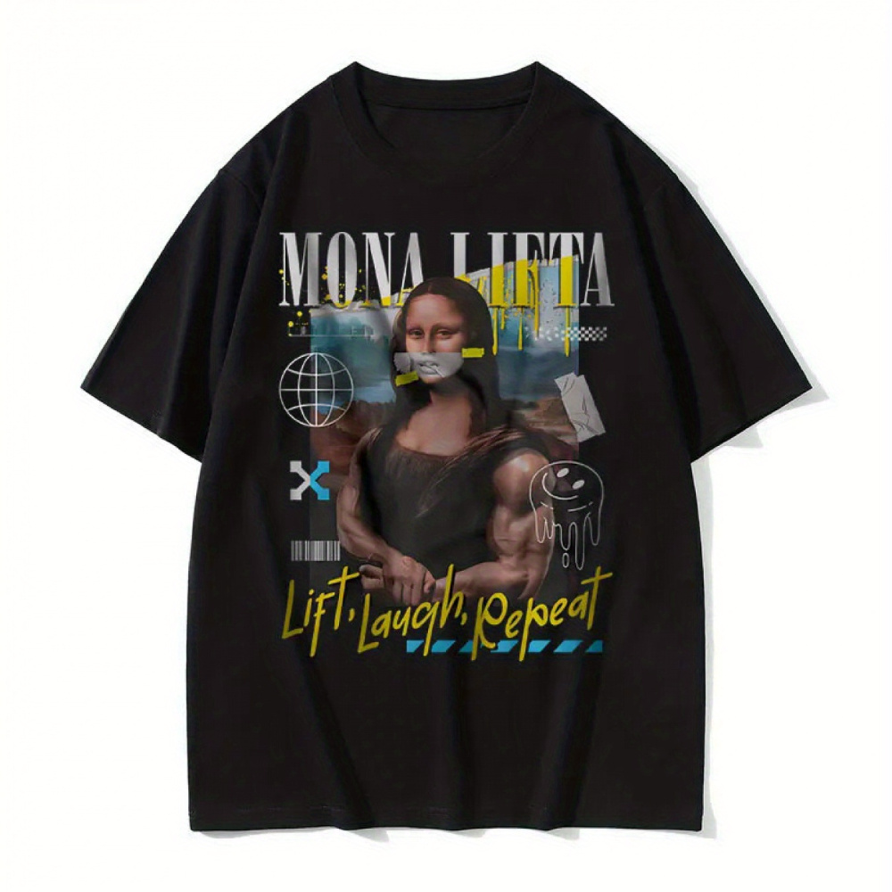 

Payeah Funny Mona Lifta Oversized Pump Cover Meme Graphic Tshirt Men Women Vintage Gym Fitness T-shirt Summer Male Soft Cotton T Shirts