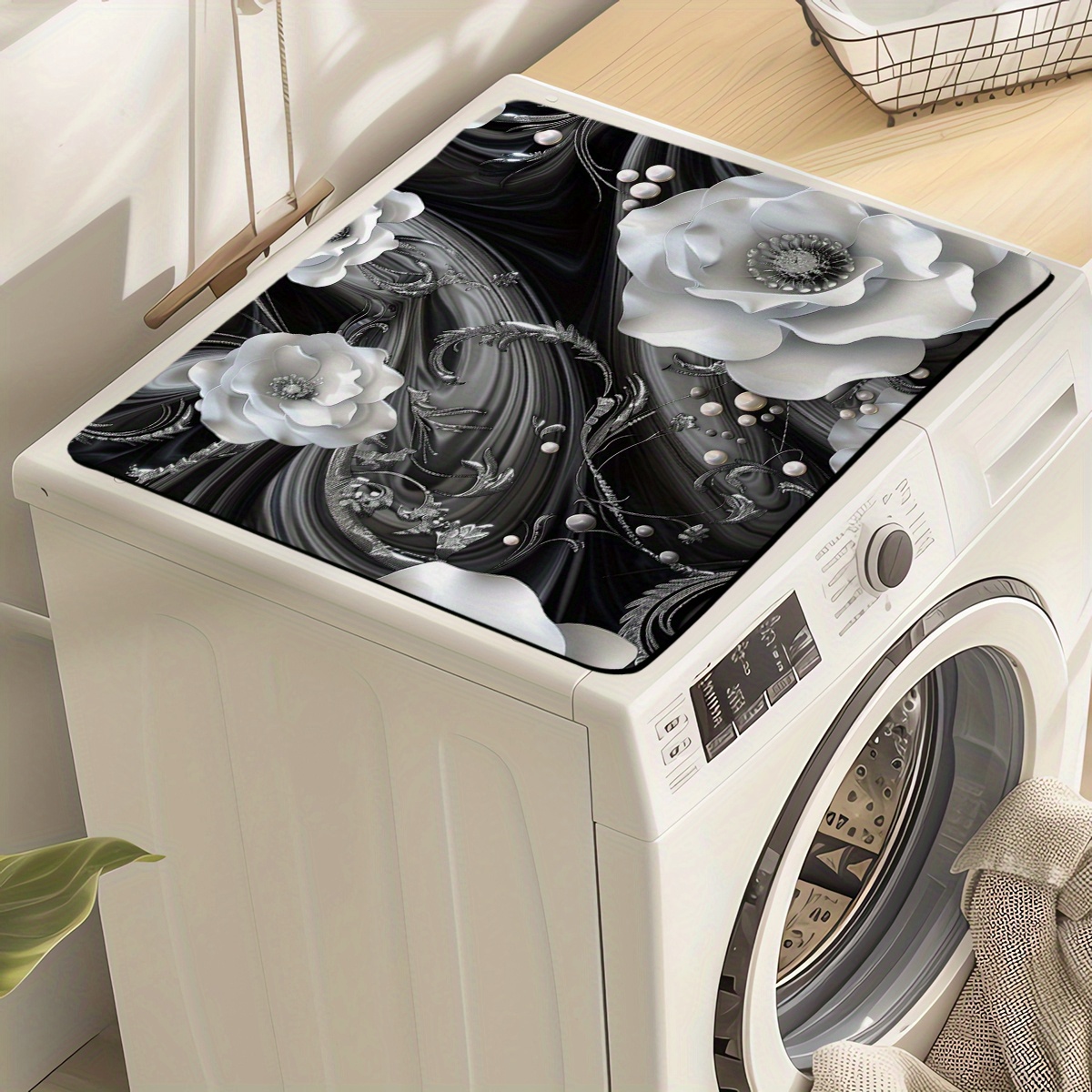 TEMU 1pc Abstract Line Pattern Washing Machine Dust Cover Pad Desktop Water Absorption Mat Fridge Water Absorption Pad Microwave Dust Cover Pad
