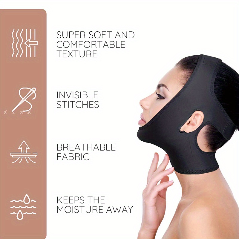 

V-line , Facial Slimming Strap, Chin Lift Band, Contouring Sculpting Tool, Moisture Wicking Neck Wrap, Comfortable Invisible Stitches, Breathable Fabric, Unscented