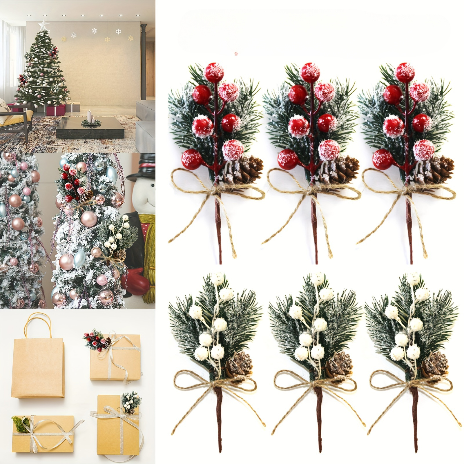 

Holiday Christmas Bouquet: 10/20 Artificial Pine Needles, Pine Cones, And Pine Ropes - Home Christmas Decorations, Holiday Outdoor Decorations