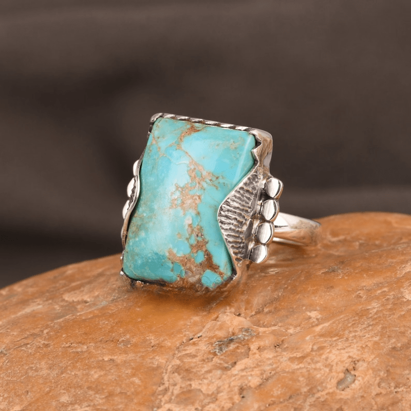 TEMU (random Main Stone Pattern) A Vintage, Gorgeous, Fashionable Turquoise Ring Perfect For Engagement, Wedding, Party Jewelry