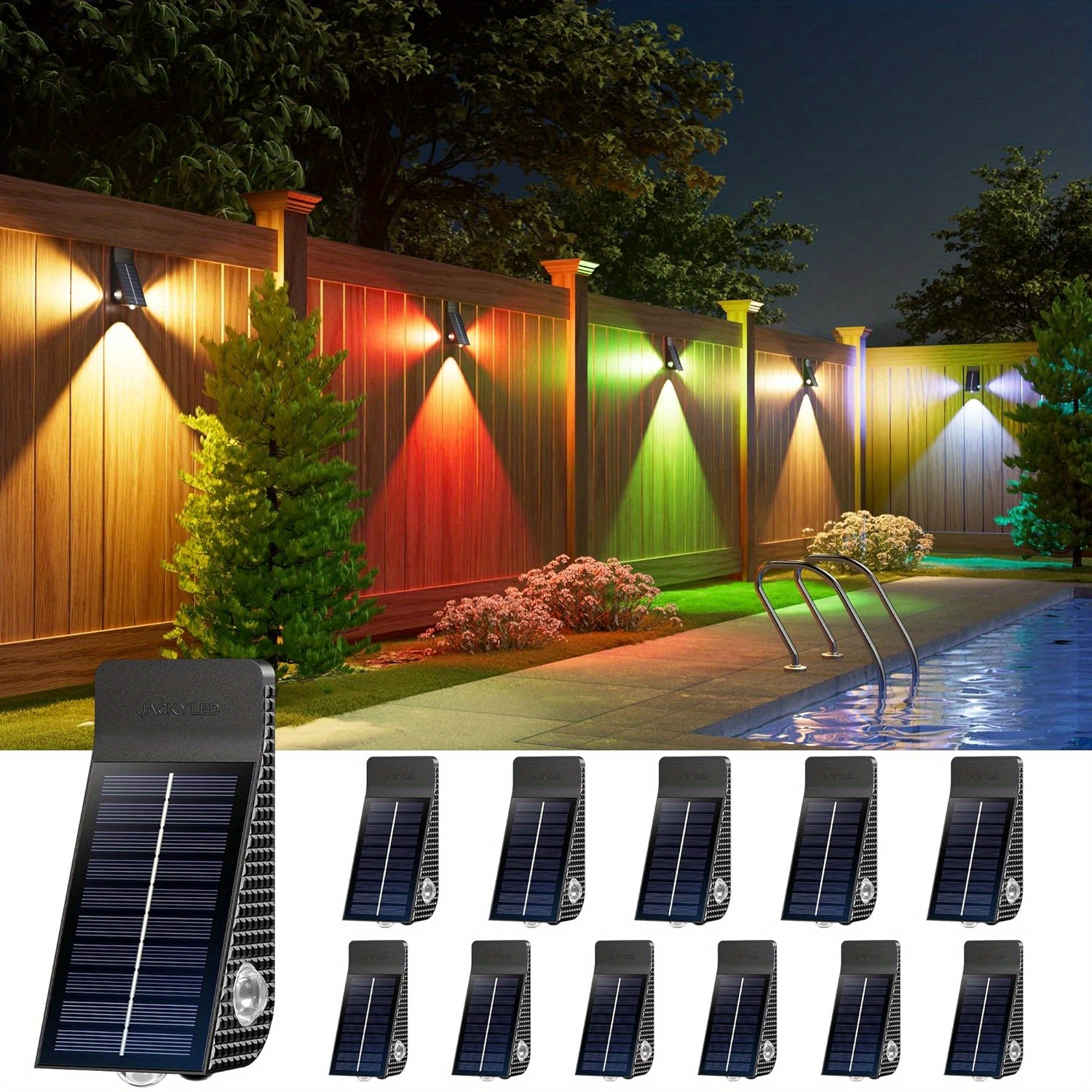 10 Pack Solar Outdoor Fence Lights for 2024 Yard Landscape Path Lights