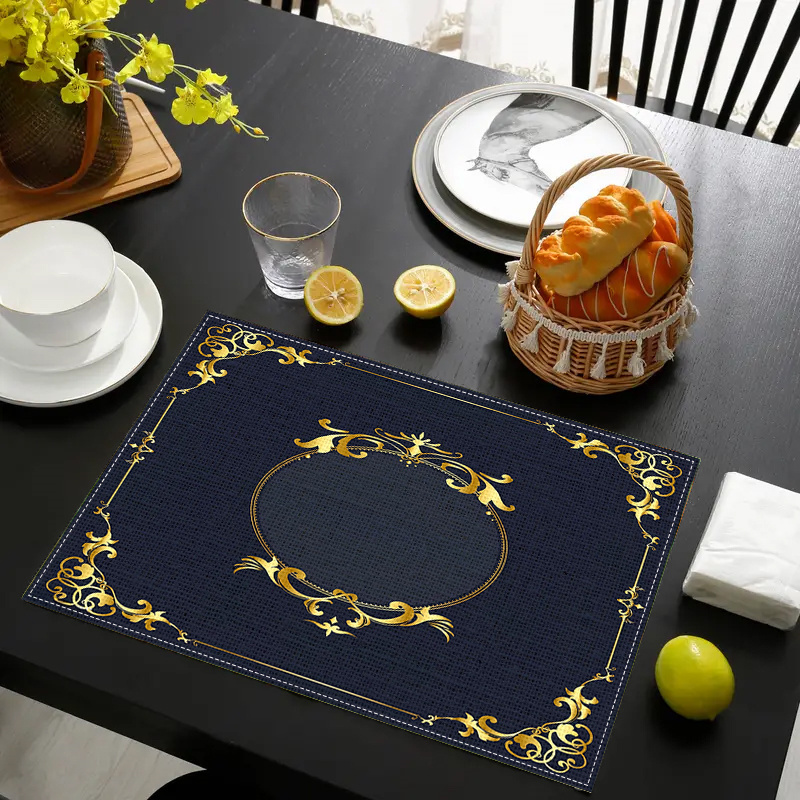 

2pcs /4pcs/ 6pcs Blue Bohemian Pattern Pattern Simple Holiday Party Placemats Scene Placemats With Fashionable Abstract Print- Table Mats Heat-resistant Dining- Your Kitchen Decoration