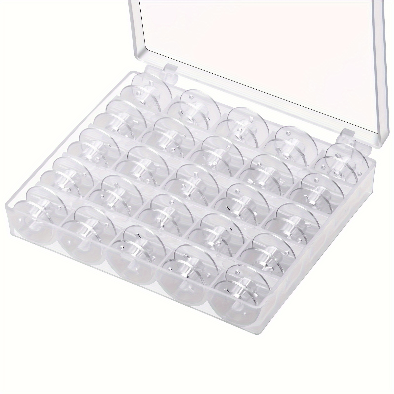 

25 Pcs Sewing Machine Bobbins With Storage Case - Clear Plastic Threaded Bobbins Compatible With Brother, Singer, , , Machines - Sewing Accessories