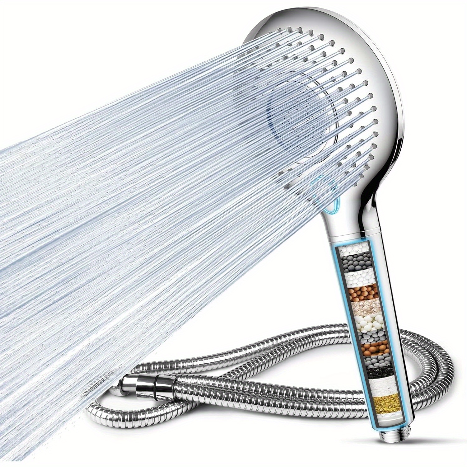 

Feelso Hard Water Filter Shower Head, 15 Stage Shower Filter 3 Spray Modes High Pressure Shower Heads And 1.5m Hose, Residual Chlorine Remove Shower Filter, Universal Handheld Shower Head And Hose