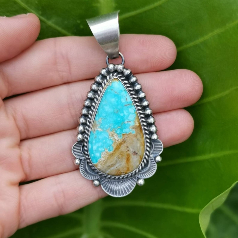 TEMU A Vintage And Gorgeous Turquoise Men's Fashion Pendant With Random Main Stone Pattern Is Perfect For Anniversaries, Birthdays, Christmas Gifts, Parties, And Evening Events