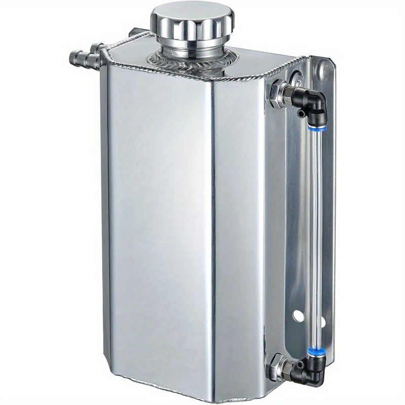 TEMU Coolant Overflow Reservoir Tank 2l Expansion Catch Can Universal Radiator Reservoir Polished Aluminum Silver