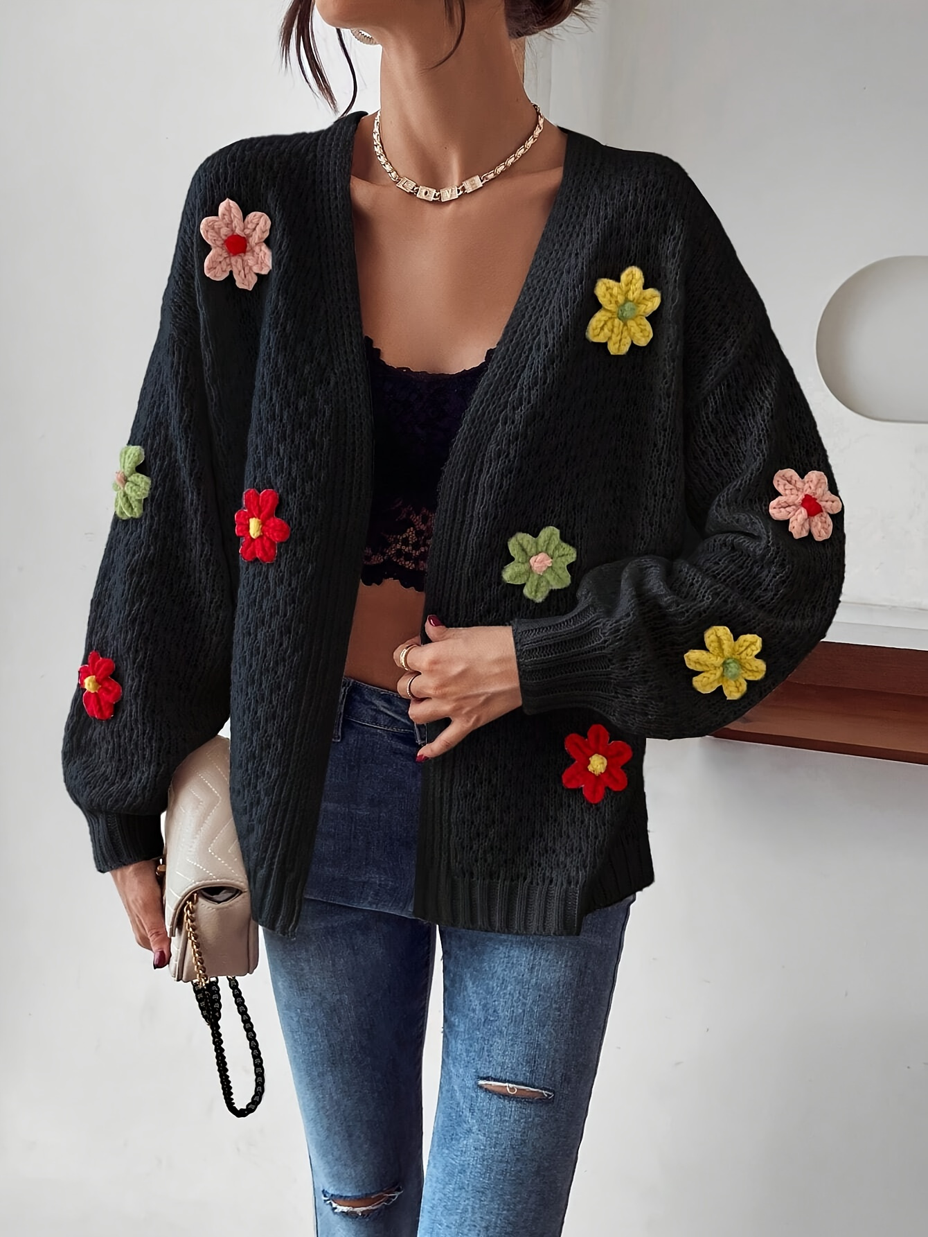 flower cardigan sold on Temu United States