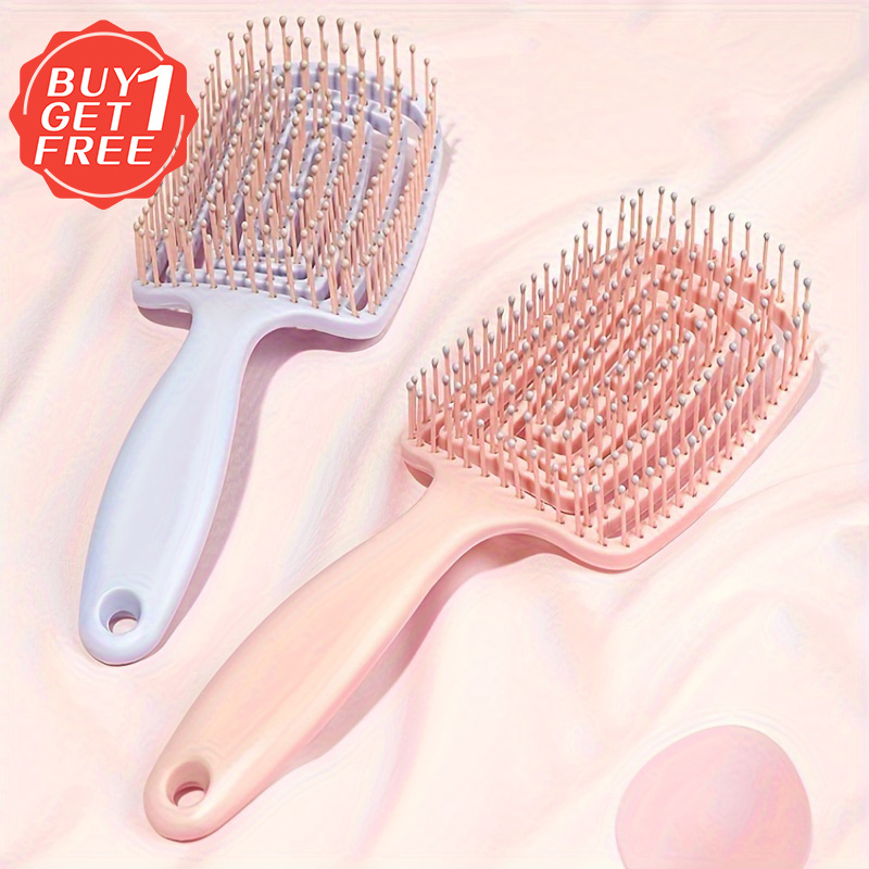 

2pcs/set Large Curved Hairdressing Comb Fluffy Hair Styling Comb Hollow Out Detangling Hair Comb For Wet Or Dry Hair