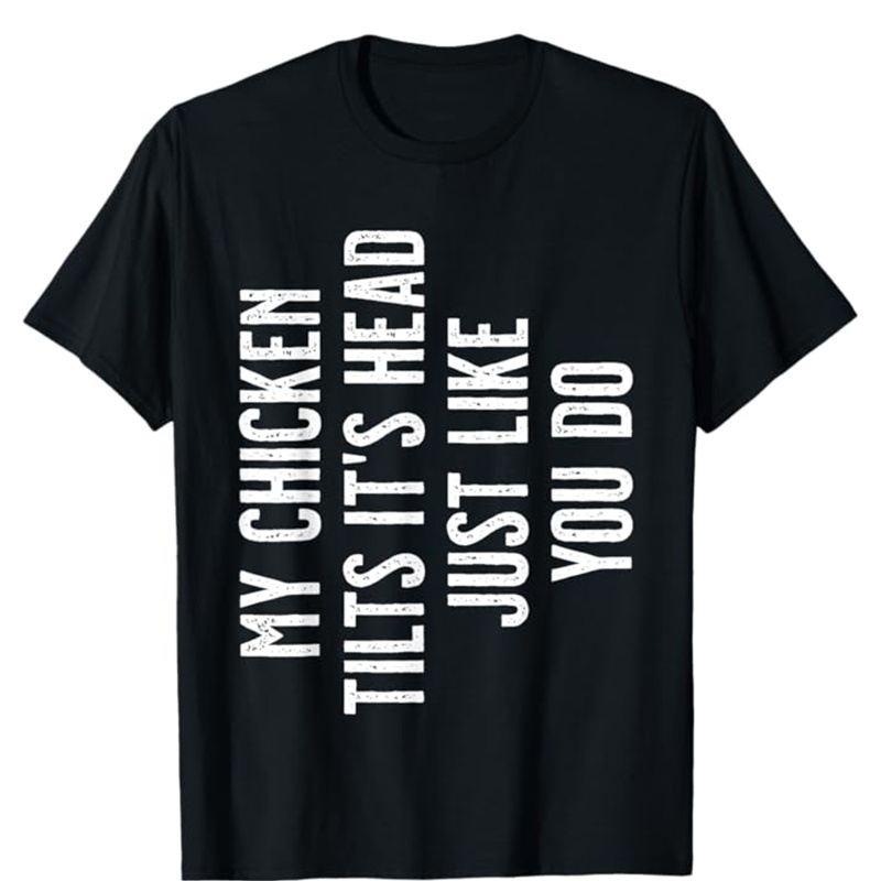 

Chicken Print Men's Cotton T-shirt, Casual Short Sleeve Crew Neck T-shirt, Men's Tee For Outdoor