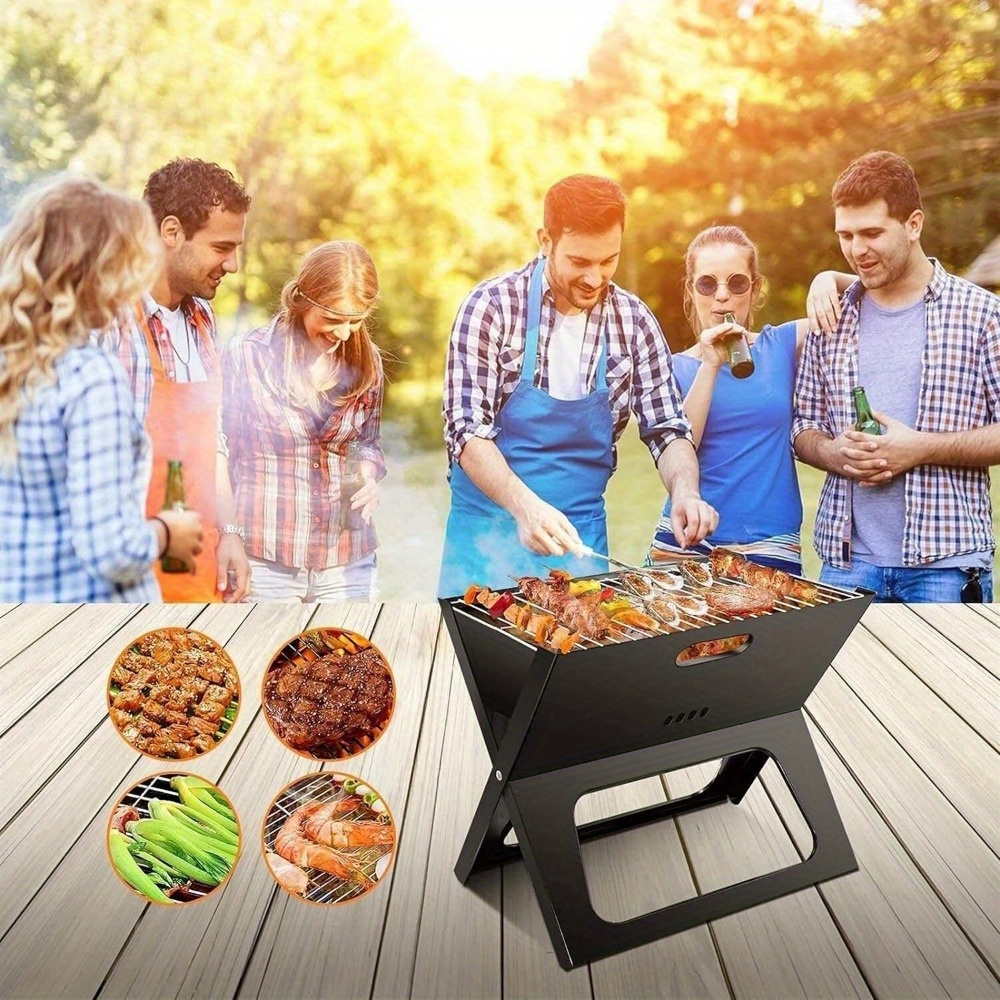 

1pc Grill Outdoor Barbecue Grill Barbecue Charcoal Grill Folding, Portable Charcoal Grill, Portable Bbq Grill Tools Stainless Steel, Ultralight Foldable Grill Easy To Setup