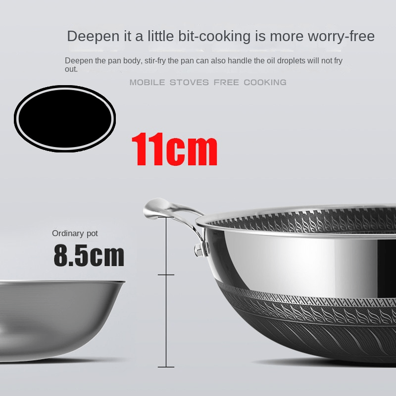 non stick frying pan for home use made of   steel double sided honeycomb design suitable for induction cookers and gas stoves universal flat bottomed pan details 1