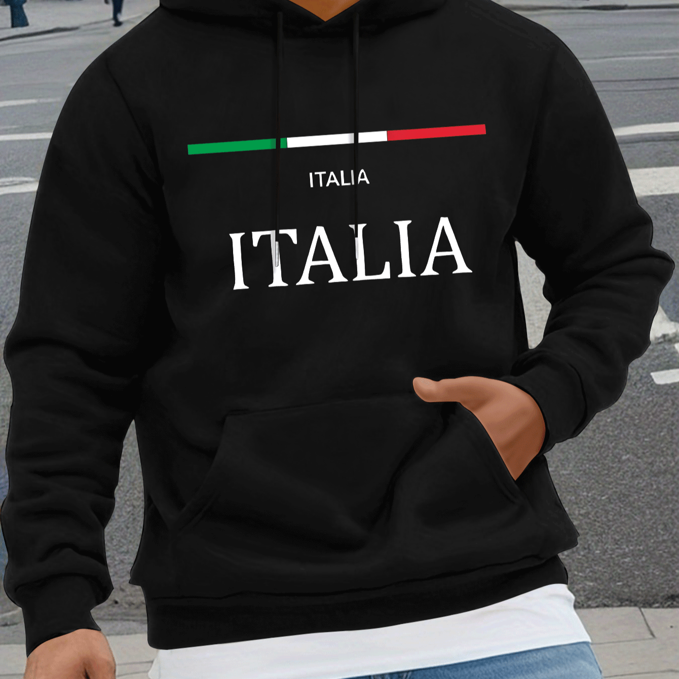 

Italia, Sweat à capuche élégant et tendance pour homme, Sweat à capuche polyvalent pour et l'hiver au