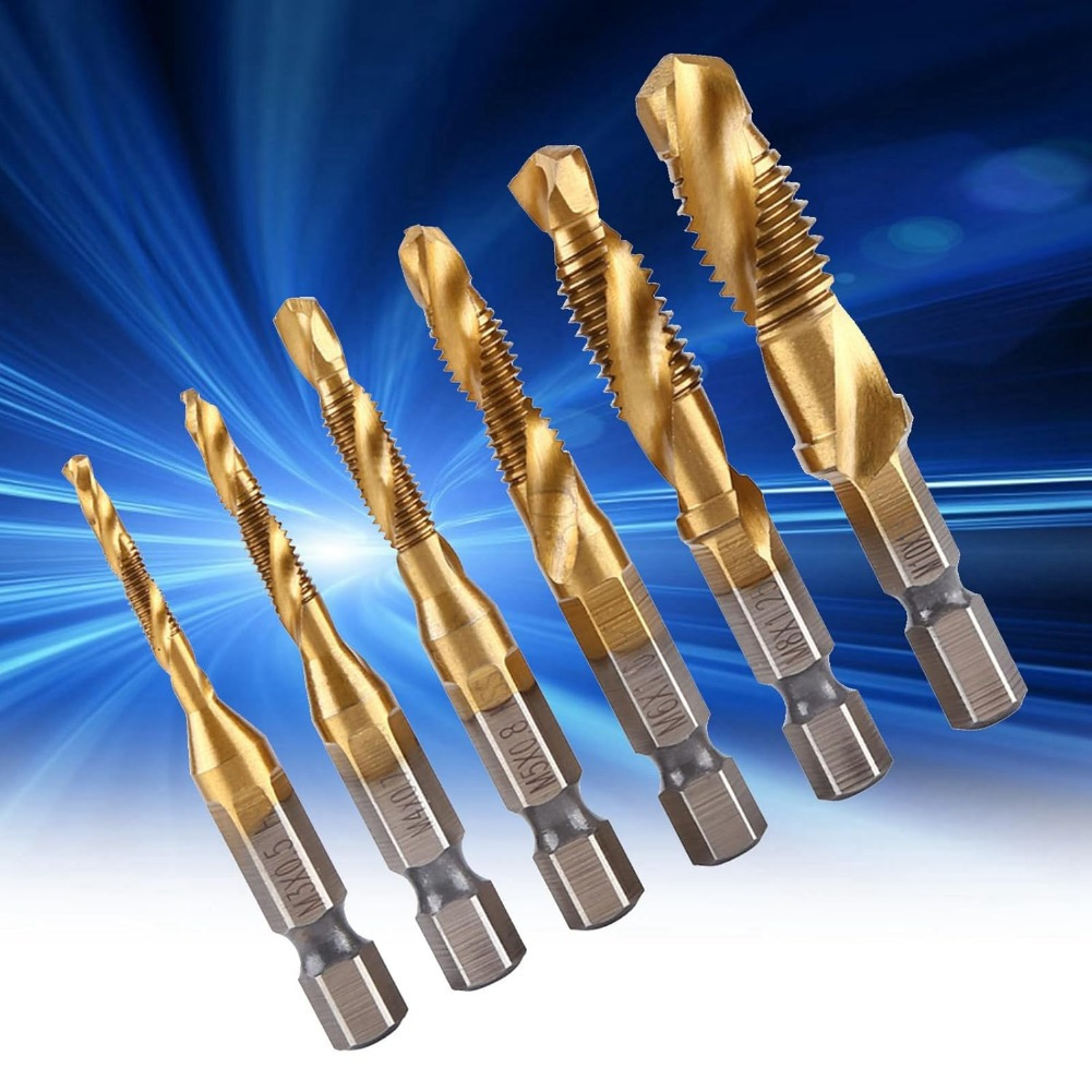 

Drill And Tap Set 6 Pieces, 1/ 4 Hss M3-m10 Hexagon Shank Countersink Tools Thread Cutting Tool Machine Tap Drill Bits