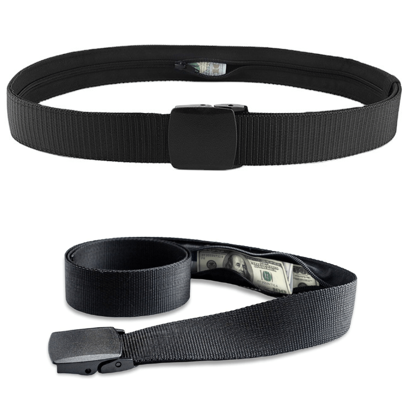 Esenciales de viaje para hombres, cinturón seguro para exteriores,  billetera antirrobo para ocultar dinero, cinturón de rejilla