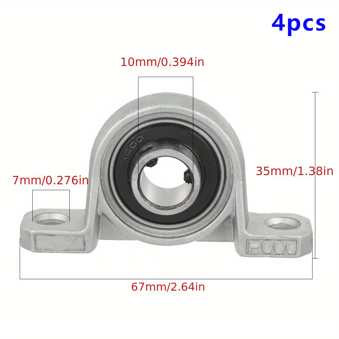 TEMU 4pcs Bloc d'oreiller 10Mm Roulement 0.39" Diamètre de l'alésage Bloc d'oreiller monté KP000 Bloc de roulement
