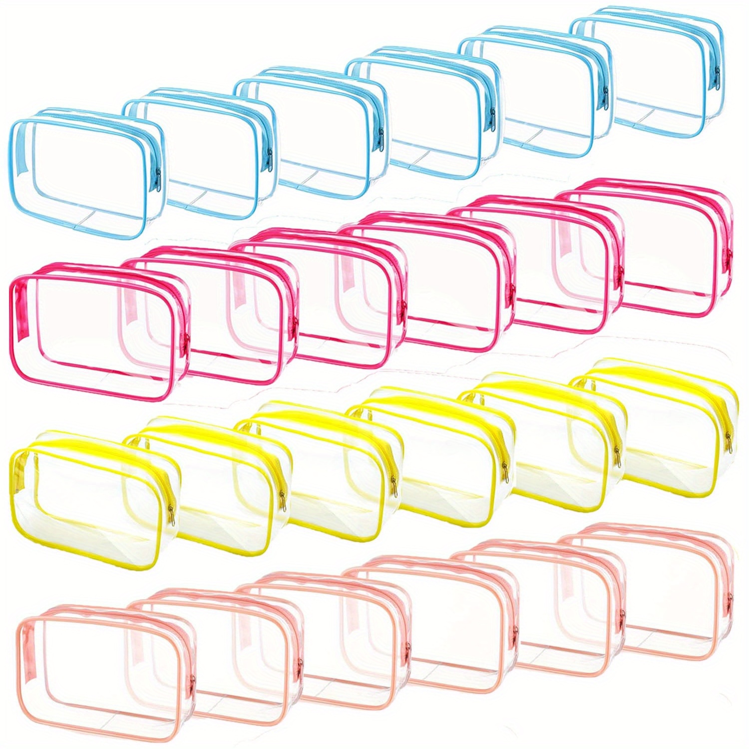TEMU 24 Pieces Clear Cosmetics Bag Pvc Zippered Clear Toiletry Carry Pouch Portable Cosmetic Makeup Bag Waterproof Makeup Bag Plastic Organizer Case For Vacation Bathroom (multicolor)