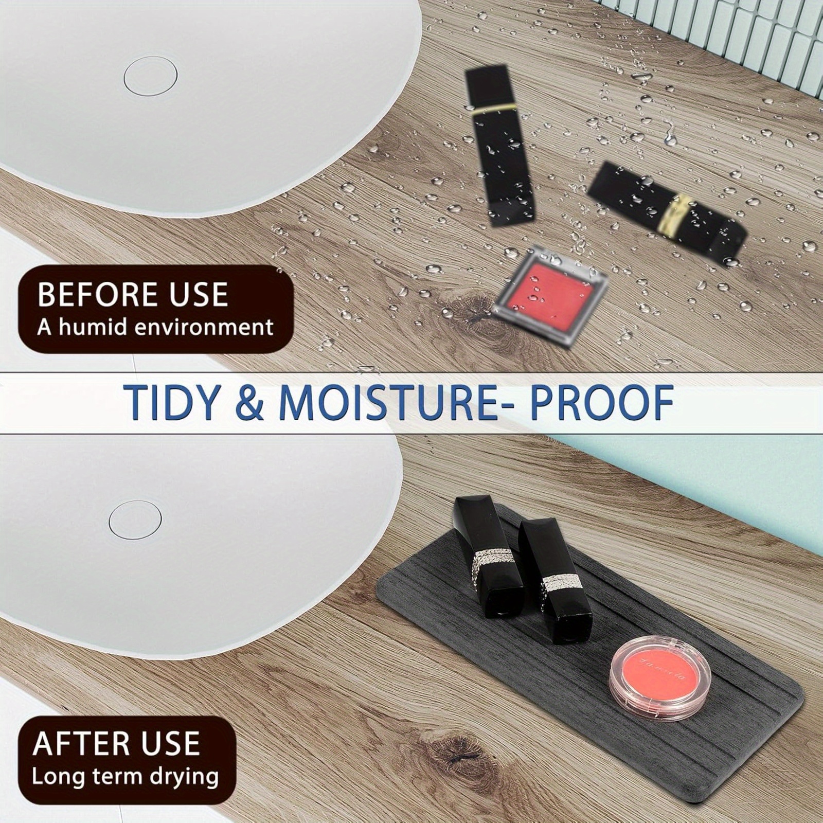 Vassoio Assorbente Per Lavello In Pietra Diatomacea - 28x10cm, Per Sapone E Spugne - Foto 9