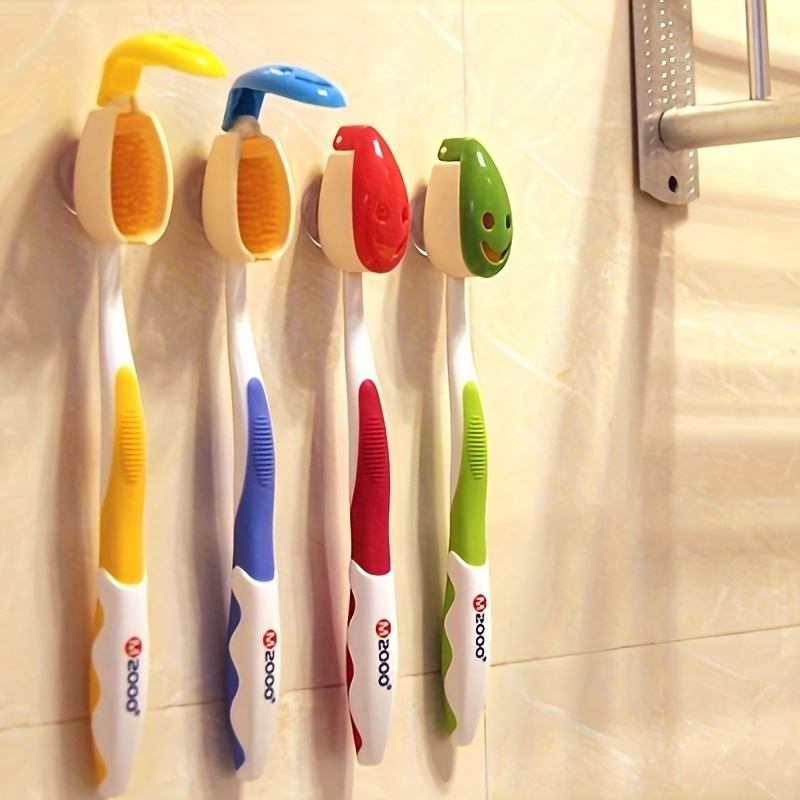 

1/4 Toothbrush Holders, Suction Cup Toothbrush Storage Holder, Toothbrush Head Protective Cover, Portable Travel Toothbrush Box, Bathroom Supplies