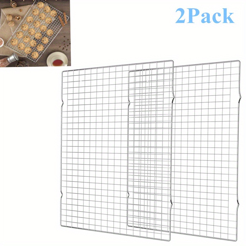 

2-pack 16x10 Inches Cooling Rack For Baking , Baking Rack Cake Cooling Rack, Wire Cookie Rack For Cooking, Roasting, Grilling, Drying, Oven Safe, Fits Half Sheet Pan, Picnic Bakery （silvery）