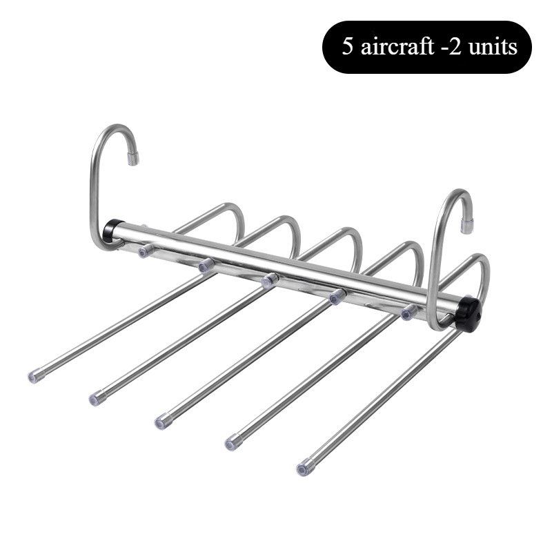 

2pcs Stainless Steel Pants Hangers - Non-slip, Foldable & Extendable For Jeans, Skirts, Scarves - Space-saving Organizer, 9-layer, , Clothes Rack