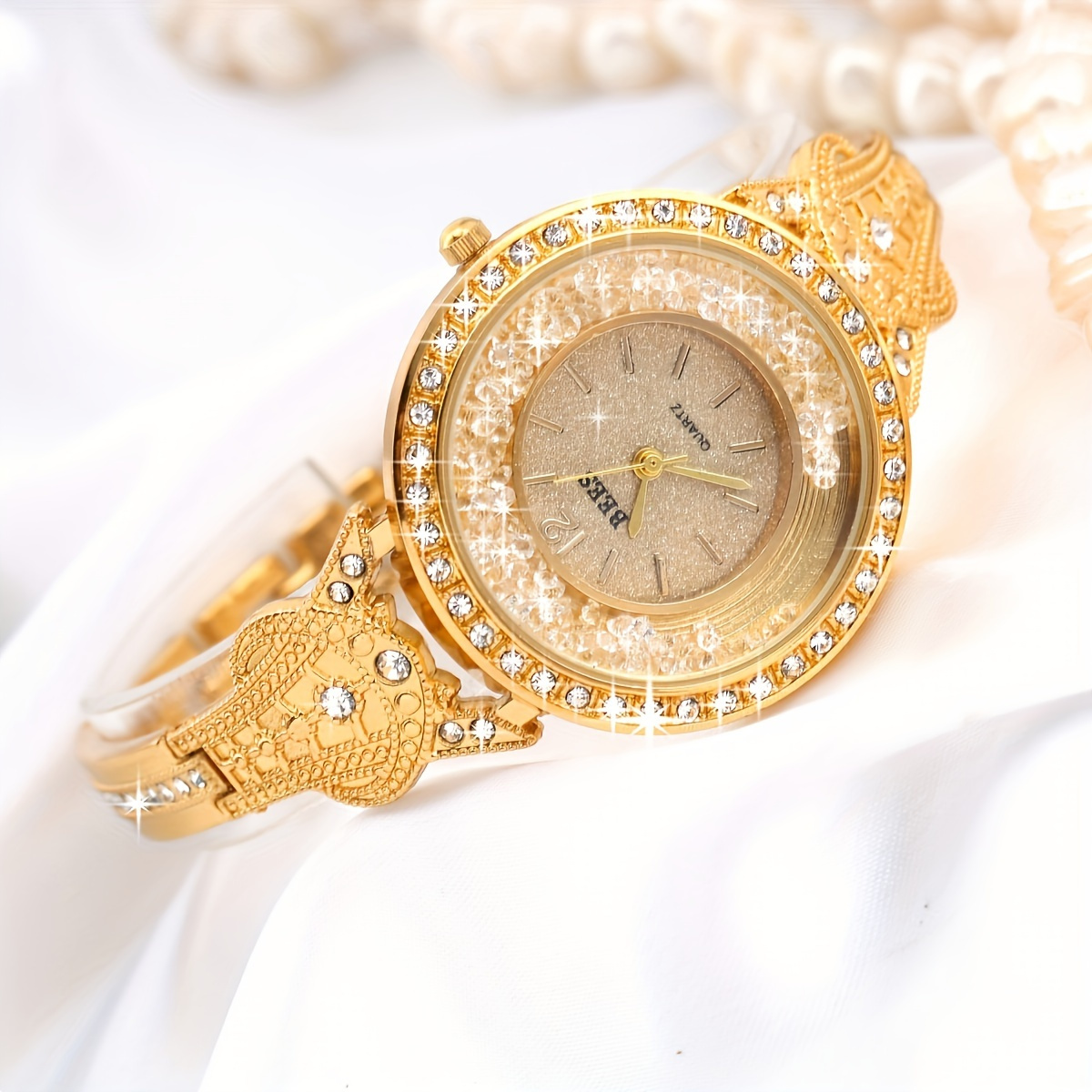 

Round Rhinestone Quartz Watches Zinc Alloy Strap Zinc Alloy Pointer Zinc Alloy Dial Ideal Gifts For Women