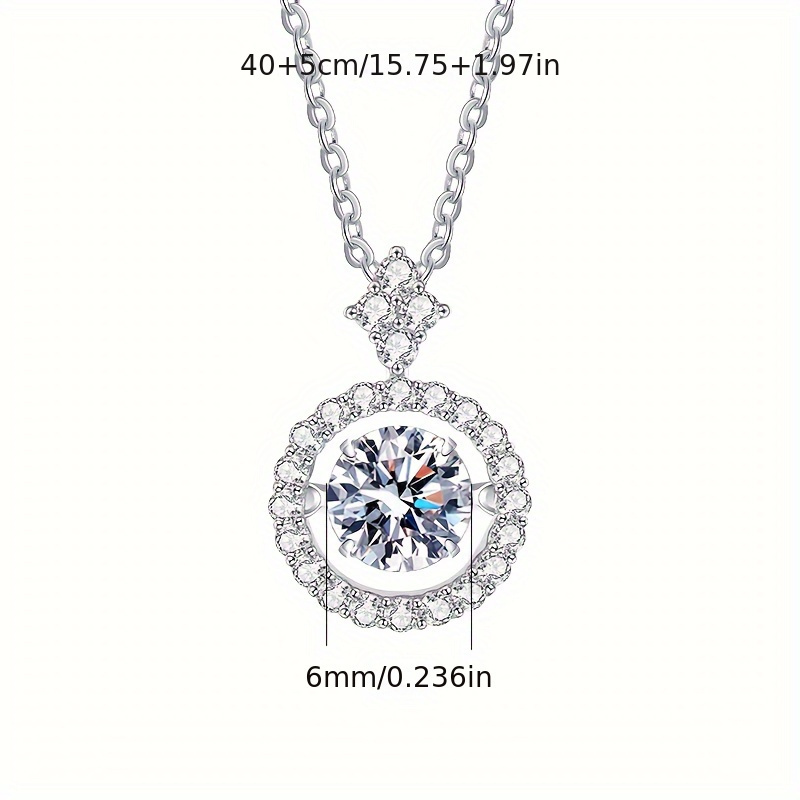 TEMU 0.8ct Moissanite S925 Sterling Silver Pendant Necklace For Women, Solitaire Moissanite Golden Beating Heart Pendant Necklace, Christmas New Year