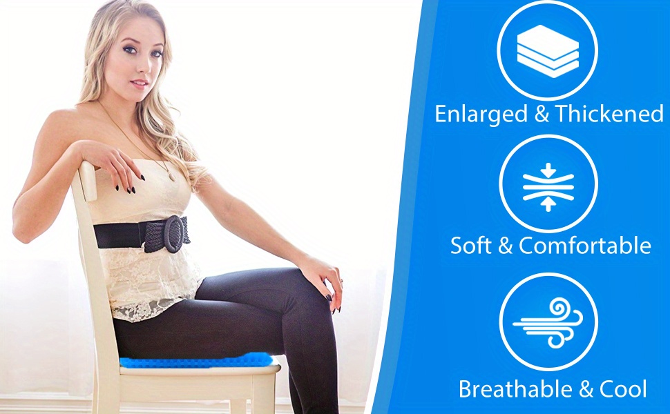 Extra-Large Gel Honeycomb Cushion, Suitable for Prolonged Sitting (Super Large And Thick), Soft And Breathable Wheelchair Gel Seat Cushion Reduces Sweating, Alleviates Buttock Pain, Office Chair Gel Cushion.
