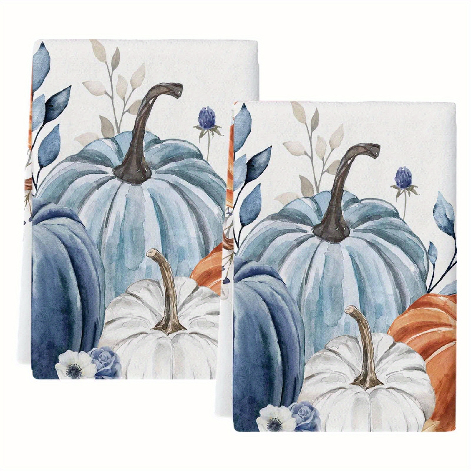 

2-pack Thanksgiving Pumpkin Kitchen Towels - Super Soft, Absorbent Polyester Dish Cloths, Modern Knit Fabric Tea Towels, Space Theme, Reusable & Machine Washable, Decorative Hand Towels For Home