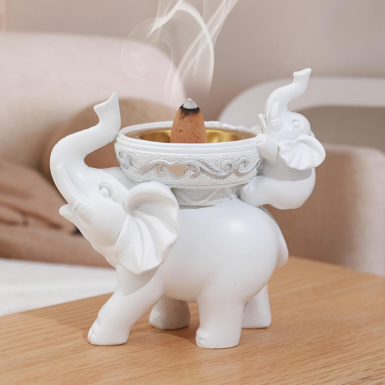 

Resin Elephant Incense Burner Holder - 1 Piece, Spa Craft Decor, Yoga Meditation Home Room Decor, Ideal For Gift