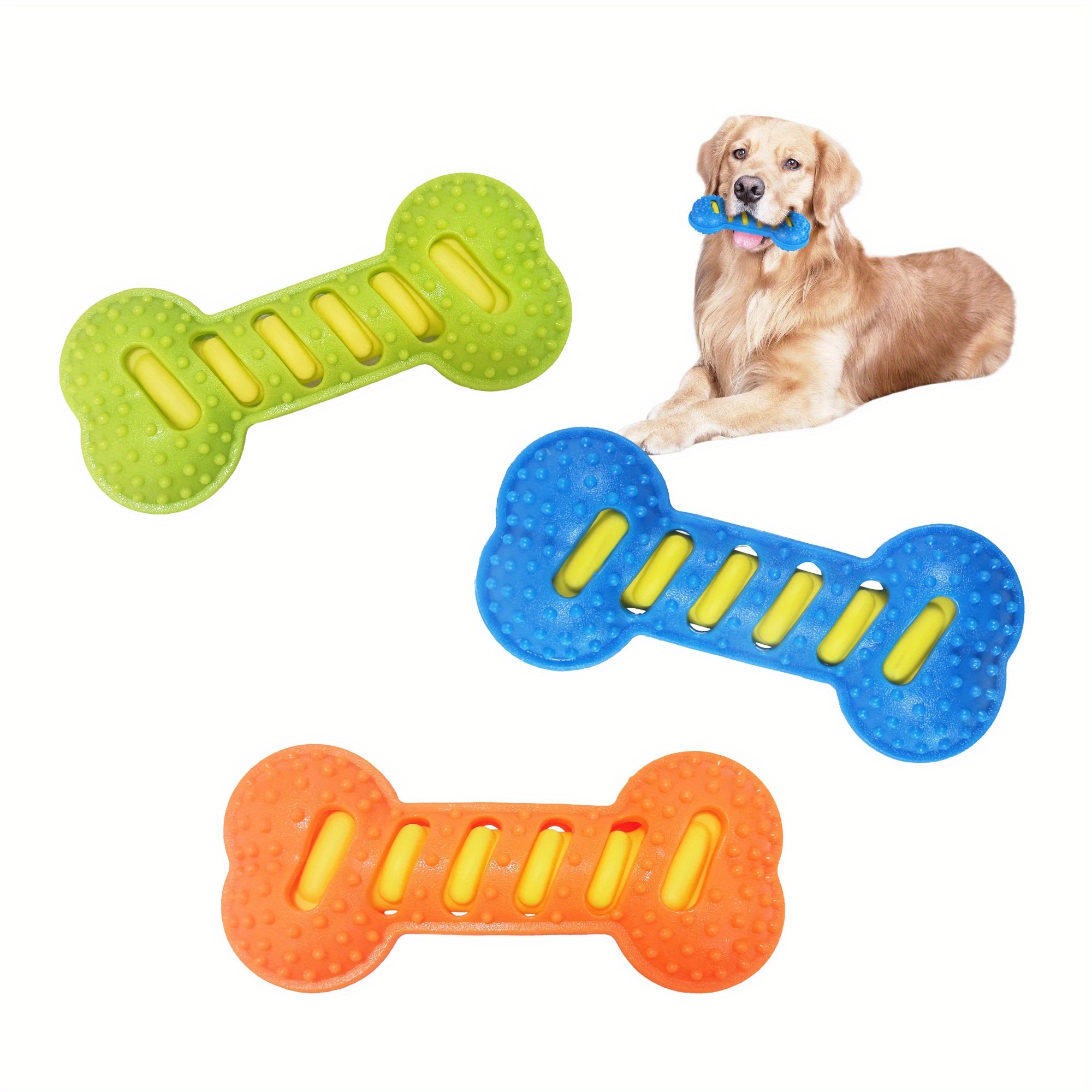 

Interactive Squeaky Bone Chew Toy For Dogs - Non-toxic Rubber, Ideal For Puppies & Small To Medium Breeds