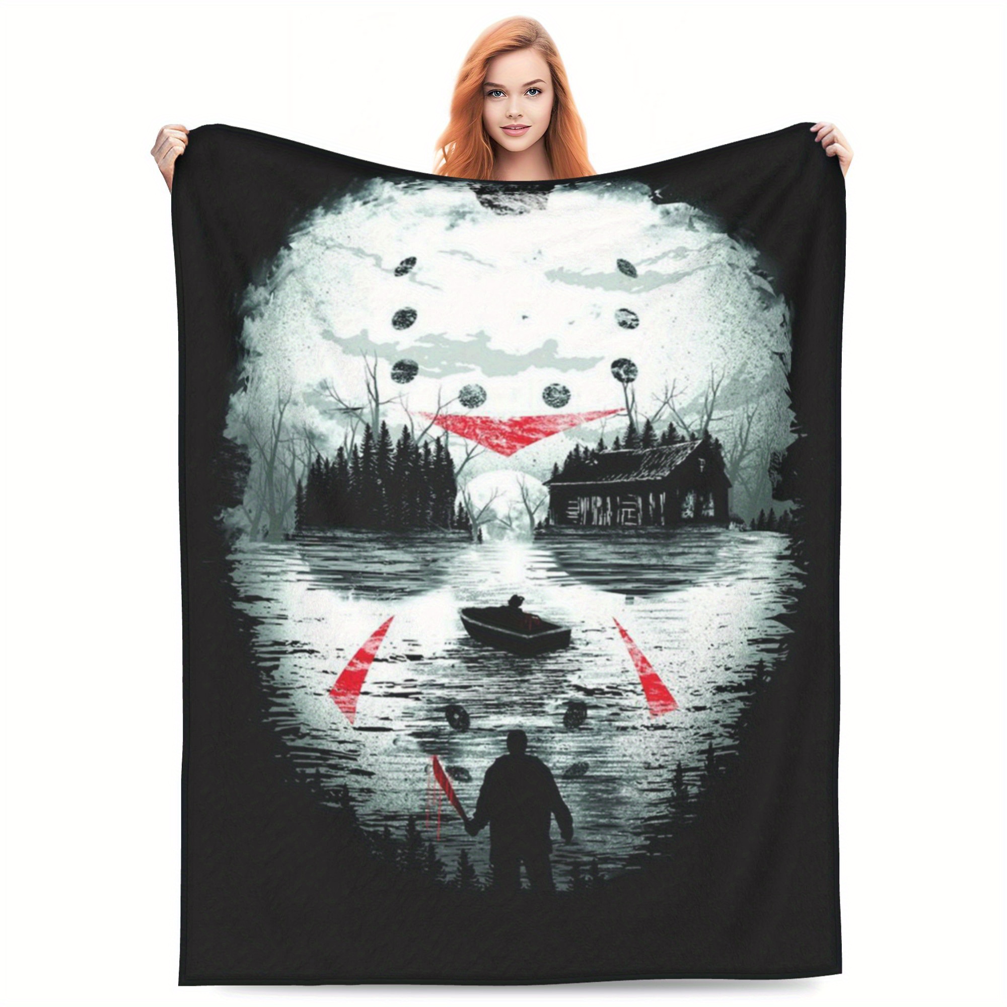 

Cozy Horror-themed Flannel Throw Blanket - Soft, Warm & Versatile For Couch, Office, Bed, Camping | All-season Comfort With Unique Anime Design | Perfect Gift Idea Flannel Blanket Cute Blanket