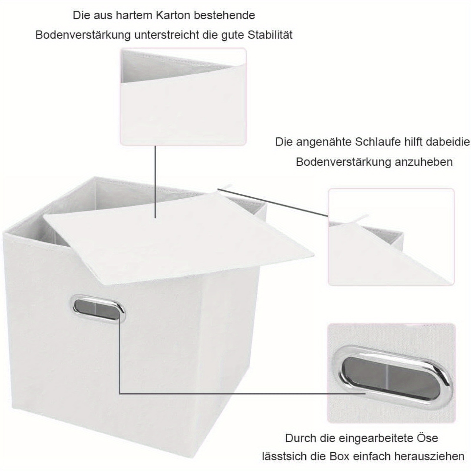 10 Faltbare Aufbewahrungsboxen – 32x32x32 Cm, Schwarz, Mit Fingerloch