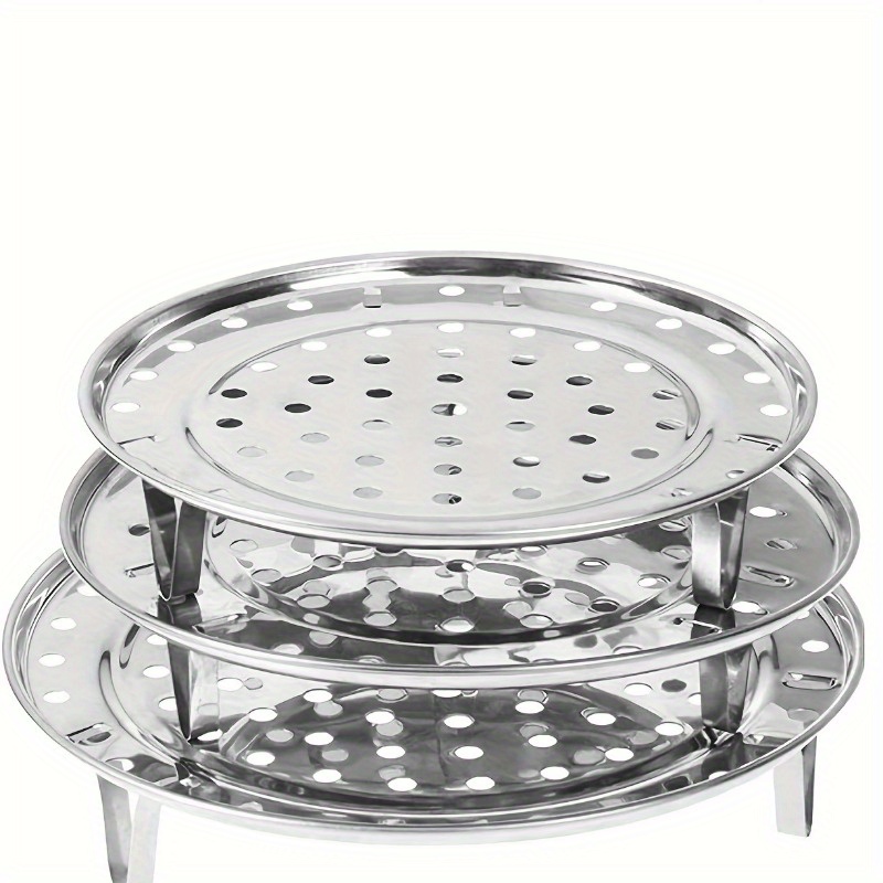 3 piece set stainless steel steamer racks multipurpose round steaming trays canning jar rack insert   stand for pot and kitchen accessories details 0