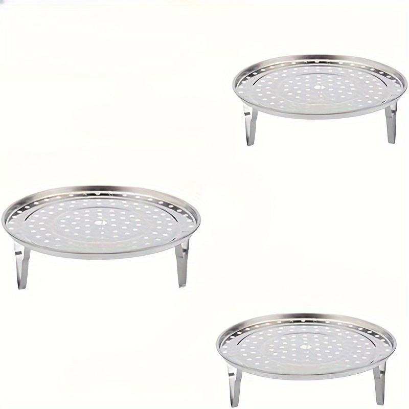 3 piece set stainless steel steamer racks multipurpose round steaming trays canning jar rack insert   stand for pot and kitchen accessories details 1