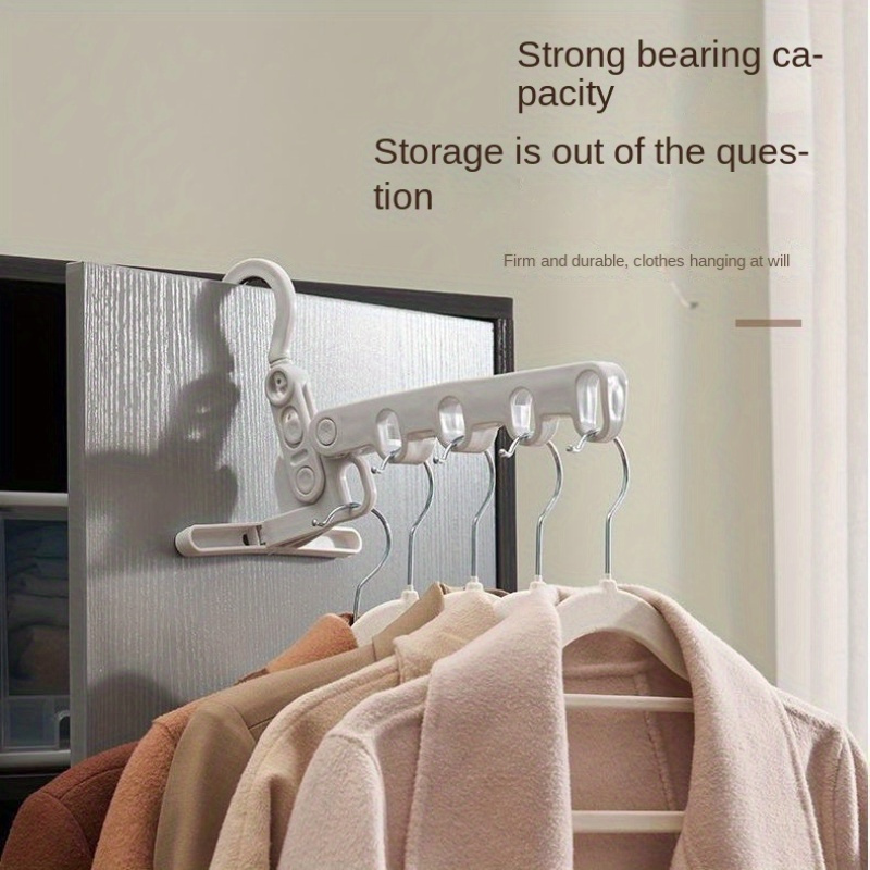 

Portable 5-hole Folding Clothes Hanger - Suitable For Travel, Business Travel And Home Use, Plastic