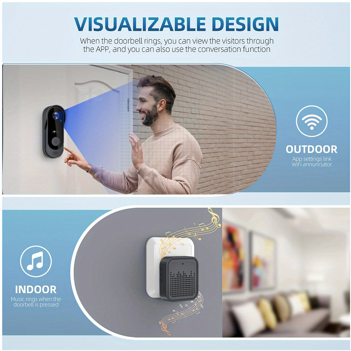 smart wireless video doorbell doorbell camera wireless chime Temu