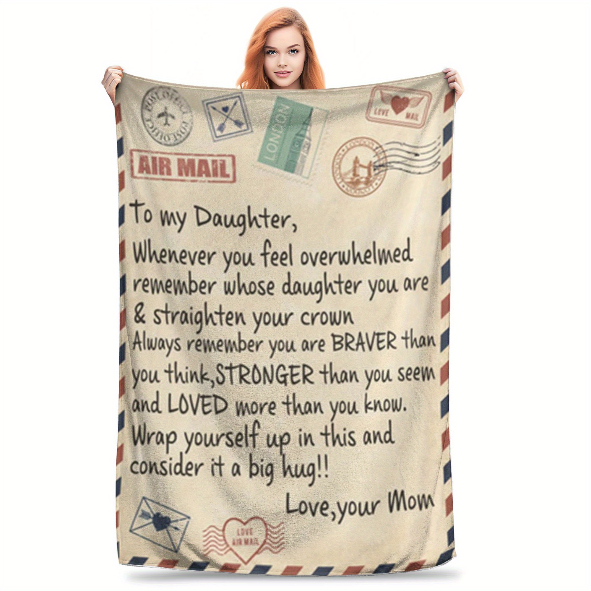 

Personalized Air Mail Letter Blanket: A Warm And Comfortable Gift For Your Daughter - Perfect For Home, Office, Bed, Or Camping