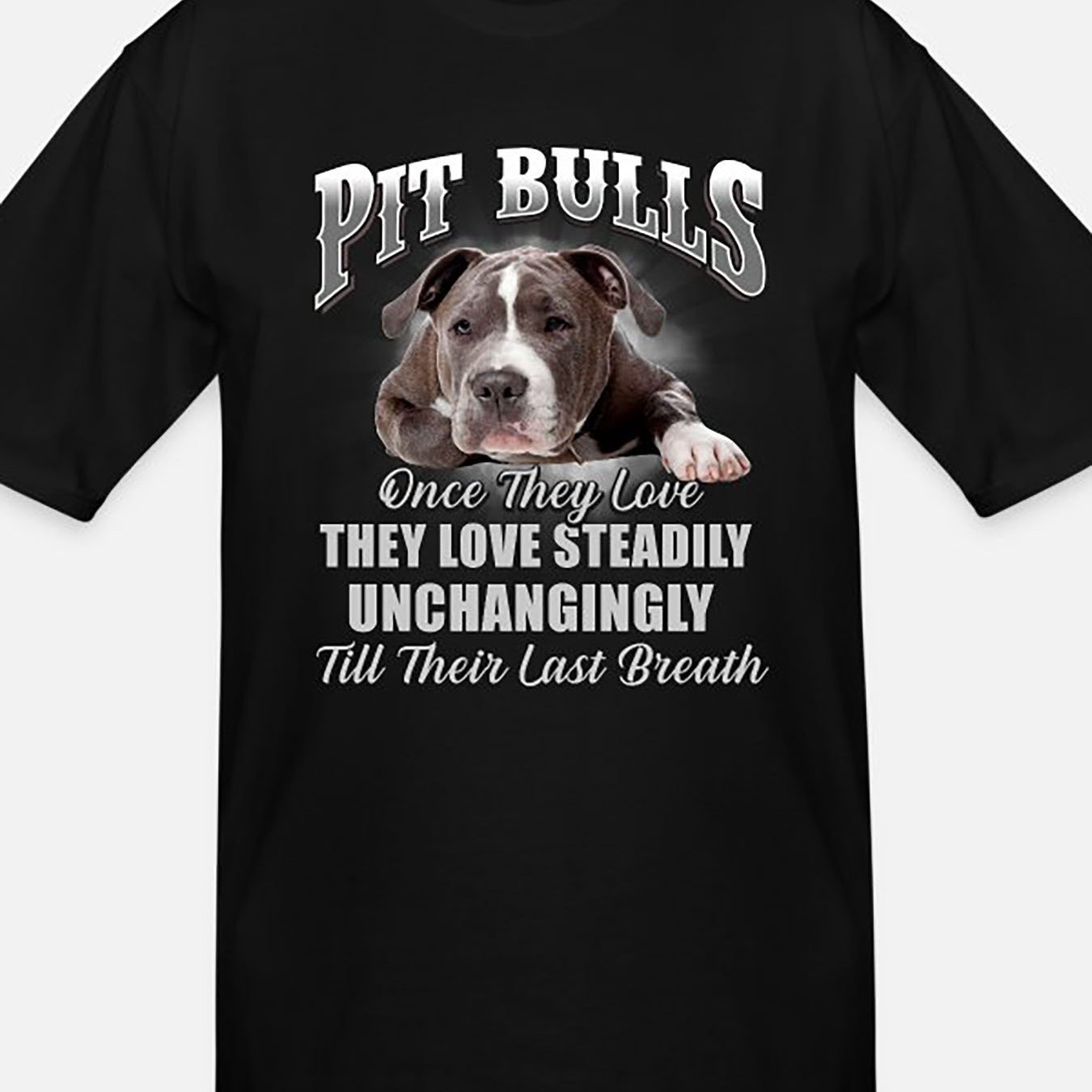 

Once Pitbulls Fall In Love, They Will Love Steadily - 5854 Funny Men's Short Sleeve Graphic T-shirt Collection Black