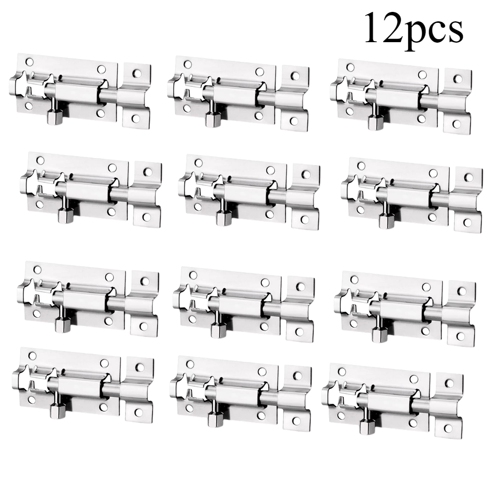 

12pcs Stainless Steel Security Bolts For Furniture, Metal Door & Locks, Solid Bolt Accessories For Use