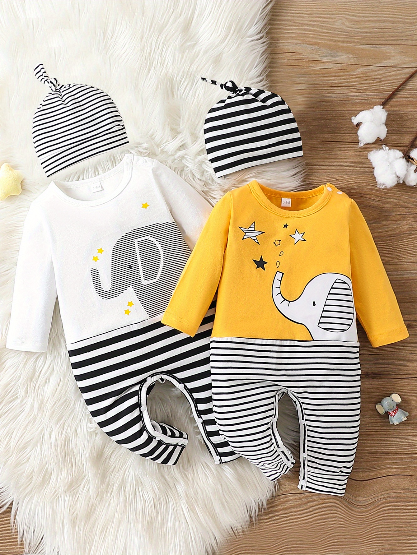 newborn baby boy romper cartoon elephant print long sleeve Temu