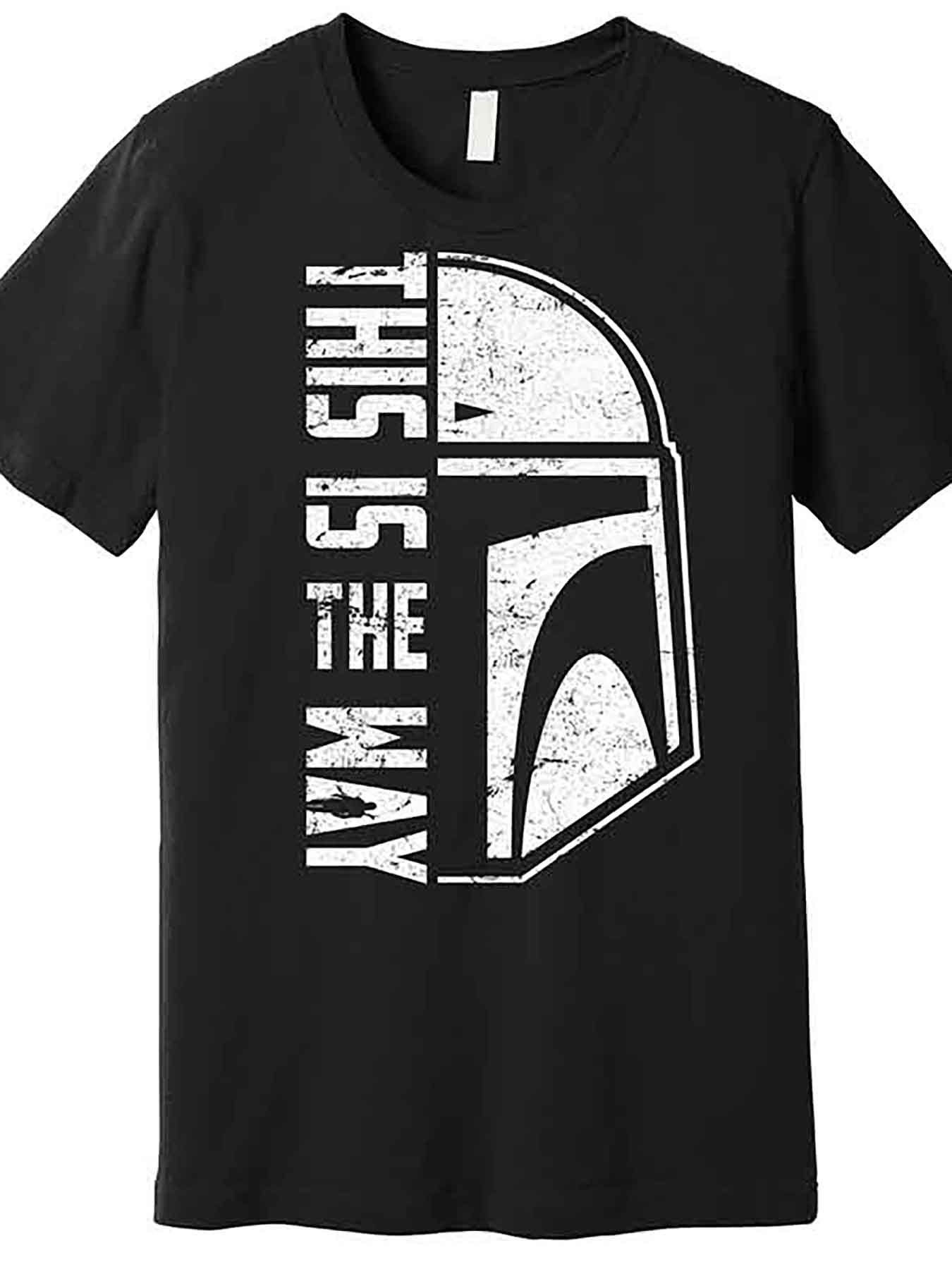 This Is the Way Helmet T-Shirt - Premium Funny Graphic Tee with Distressed Pattern, Short Sleeve, Black Color, AA Quality, Men's Fashion Series, 227084