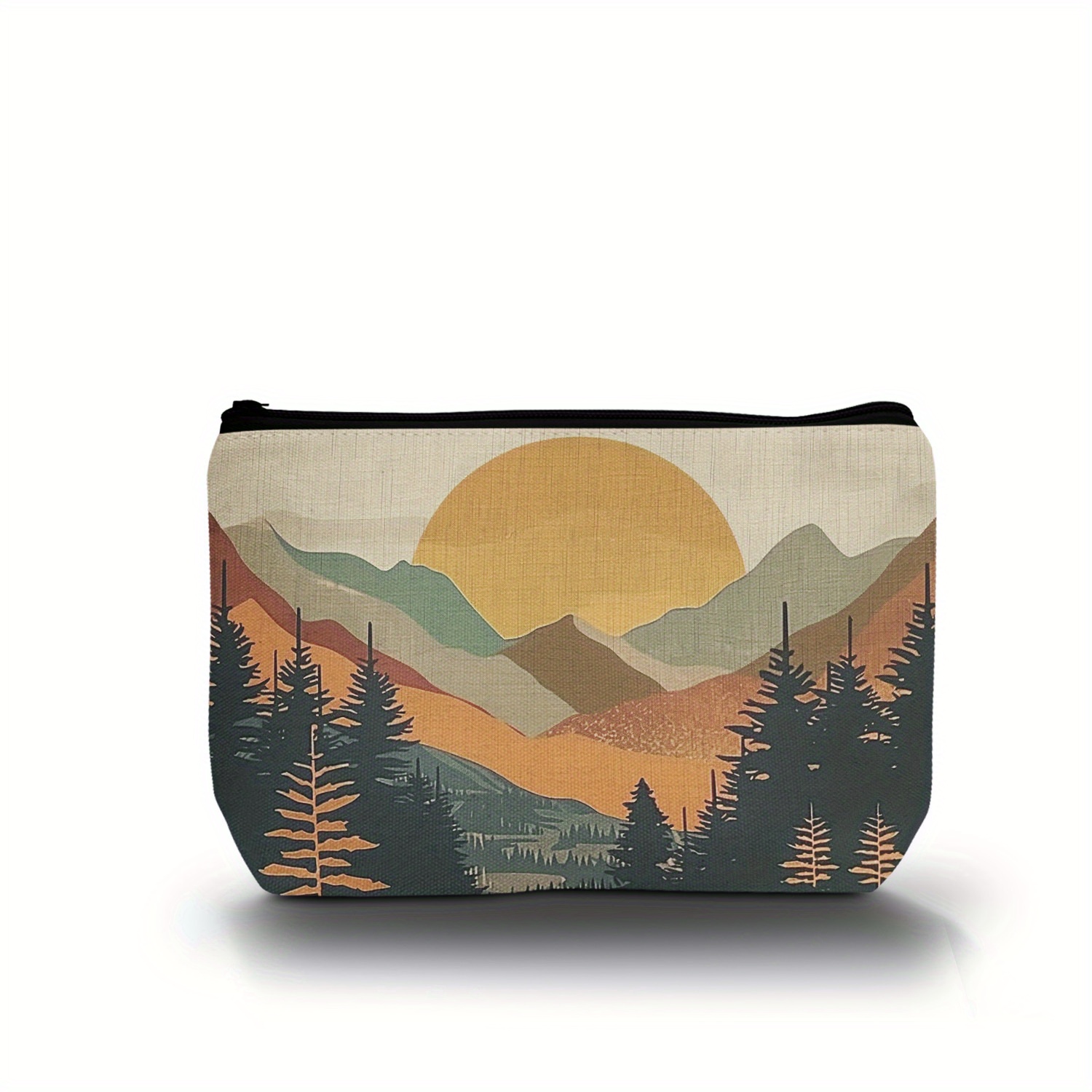 

Mountain Sunrise Sunset Decor Cosmetic Bag - Lightweight Travel Makeup Bag With Zipper Closure