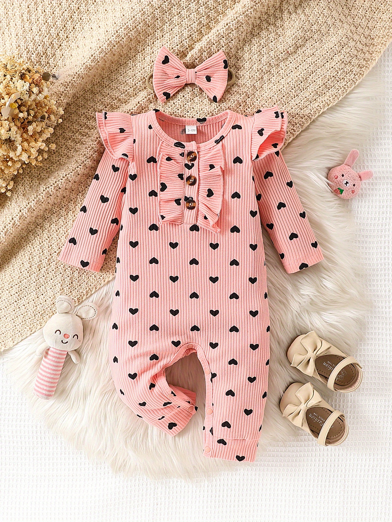 adorable infants baby girls romper long sleeve heart shaped Temu