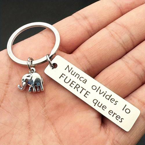 mens inspirational positive energy elephant powder elephant stainless steel keychain car backpack pendant decoration suitable for women