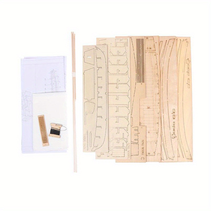 Kit For A Vintage Ship Model Made Of Chinese Sand Ship Wood
