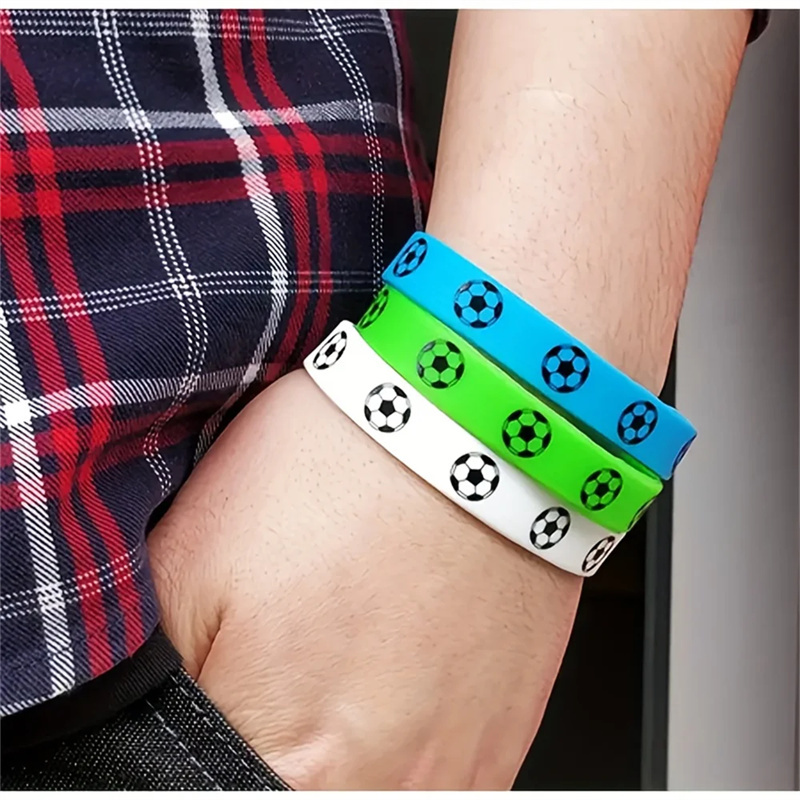 4pcs soccer silicone wristband bracelet multicolored rubber Temu