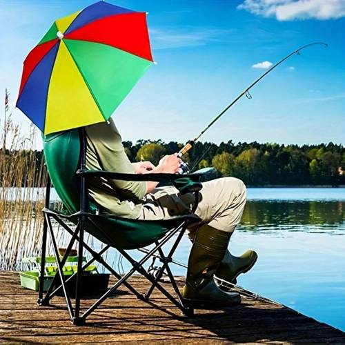 69cm diameter fashion outdoor black gum sunscreen windproof head mounted umbrella top folding hat umbrella